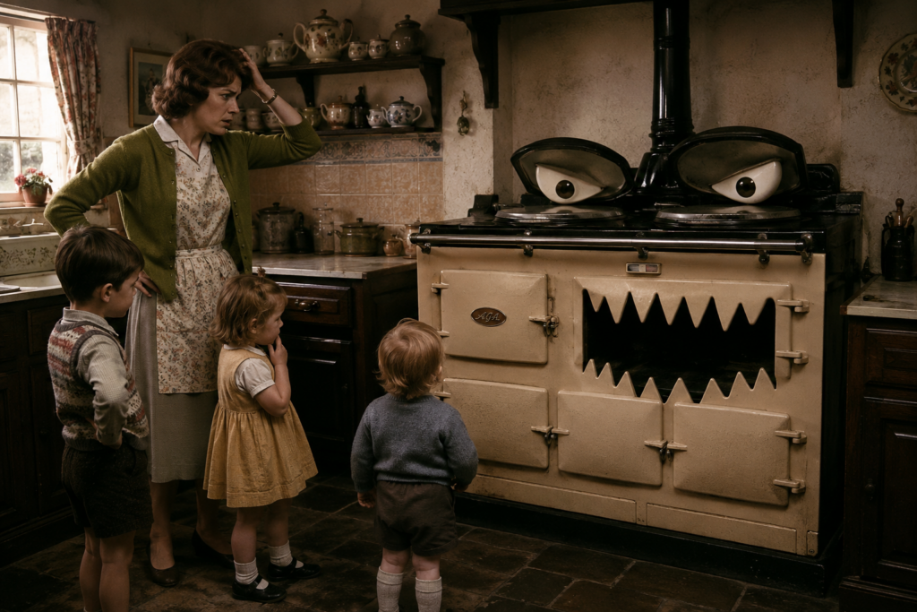 1960s mother with aga cooker