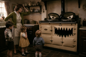 1960s mother with aga cooker