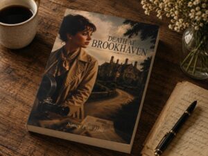 Death at Brookhaven paperback on a table