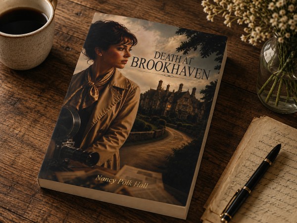 Death at Brookhaven paperback on a table