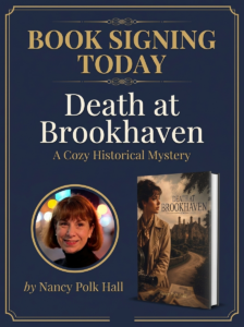 Death at Brookhaven book signing